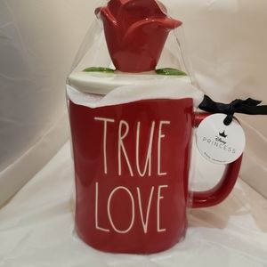Rae Dunn & Disney True Love Mug. Beauty and the Beast mug w/ Rose topper